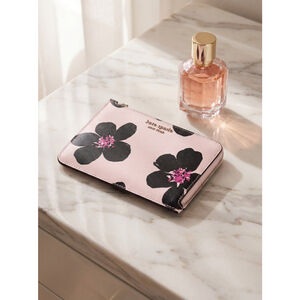 Kate Spade Cameron Grand Flora Medium L-Zip Wristlet Pink Floral NWOT